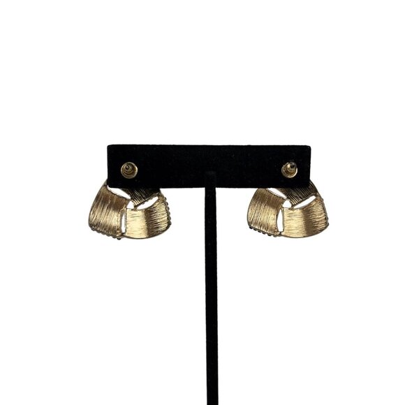 Vintage Black White And Gold Triangle Earrings - Picture 2 of 3